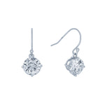 (100105) Round Cut 8mm White Cubic Zirconia Hook Earrings In Sterling Silver